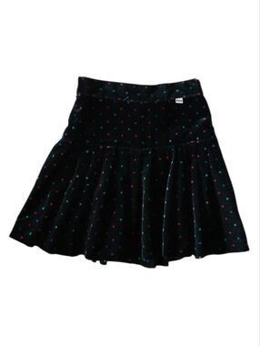 Vintage Guess Georges Marciano Black Velvet Polka Dot Pleated Skirt Girls/14